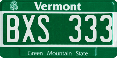 VT license plate BXS333