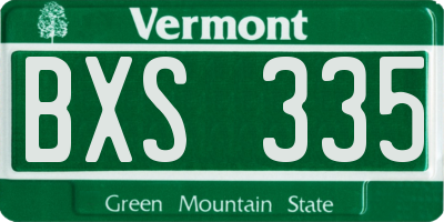 VT license plate BXS335