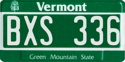 VT license plate BXS336