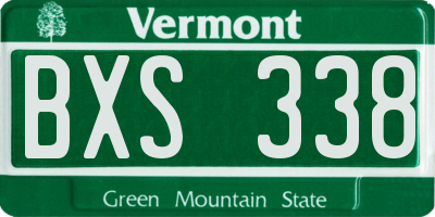 VT license plate BXS338
