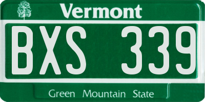 VT license plate BXS339