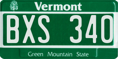 VT license plate BXS340