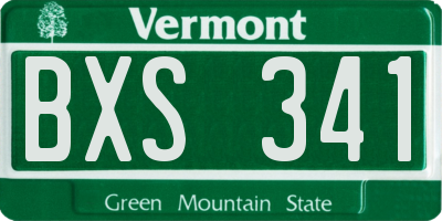 VT license plate BXS341