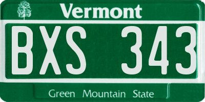 VT license plate BXS343