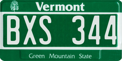 VT license plate BXS344