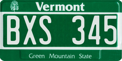 VT license plate BXS345