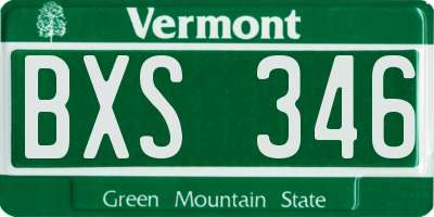 VT license plate BXS346