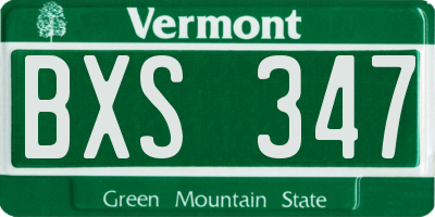 VT license plate BXS347