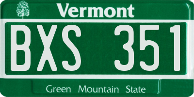 VT license plate BXS351