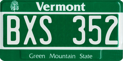 VT license plate BXS352