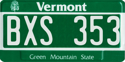 VT license plate BXS353