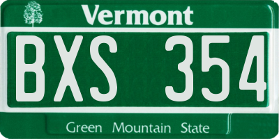VT license plate BXS354