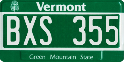 VT license plate BXS355
