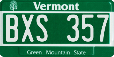 VT license plate BXS357
