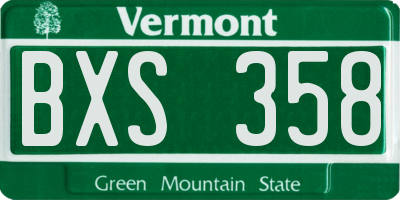 VT license plate BXS358