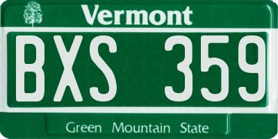 VT license plate BXS359