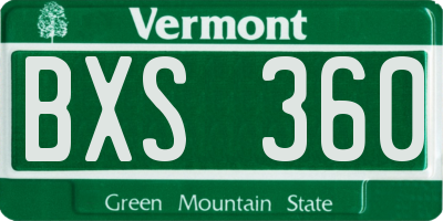 VT license plate BXS360