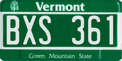 VT license plate BXS361