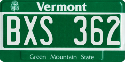 VT license plate BXS362