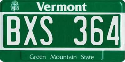 VT license plate BXS364
