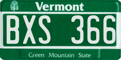 VT license plate BXS366