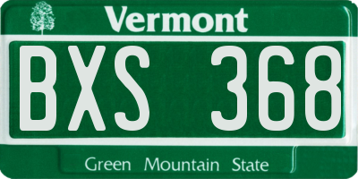 VT license plate BXS368