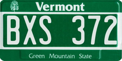 VT license plate BXS372