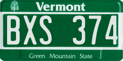 VT license plate BXS374