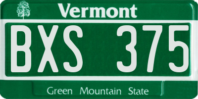 VT license plate BXS375