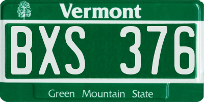 VT license plate BXS376