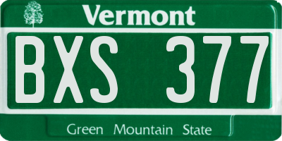 VT license plate BXS377