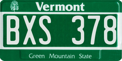 VT license plate BXS378