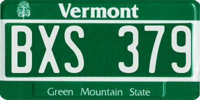 VT license plate BXS379