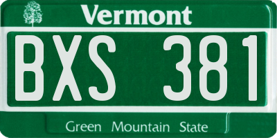 VT license plate BXS381