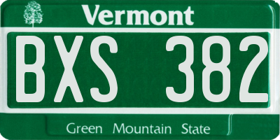 VT license plate BXS382