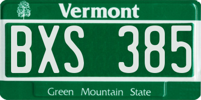 VT license plate BXS385