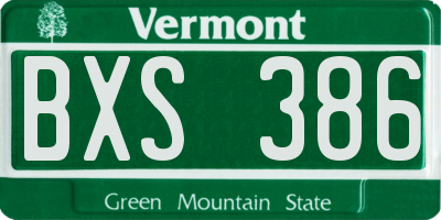 VT license plate BXS386