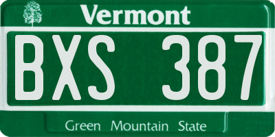 VT license plate BXS387