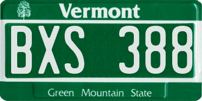 VT license plate BXS388