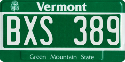 VT license plate BXS389