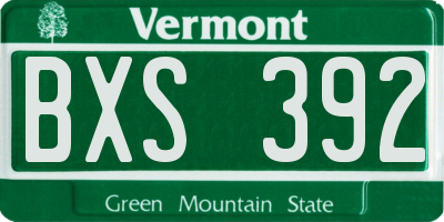 VT license plate BXS392