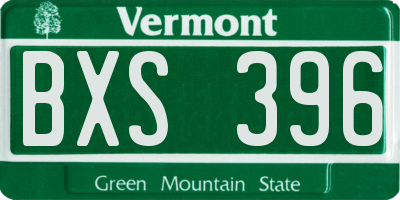 VT license plate BXS396