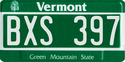 VT license plate BXS397