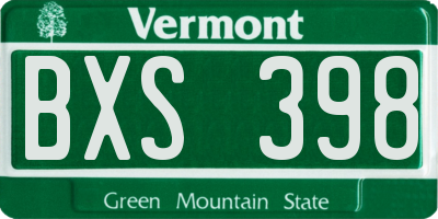 VT license plate BXS398