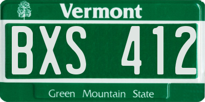 VT license plate BXS412