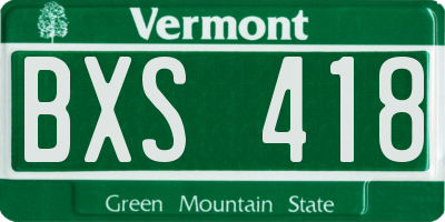 VT license plate BXS418