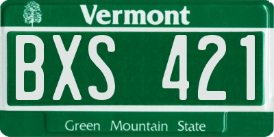 VT license plate BXS421