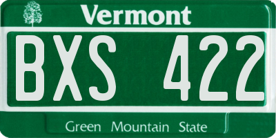 VT license plate BXS422