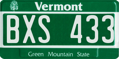 VT license plate BXS433
