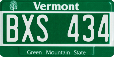 VT license plate BXS434